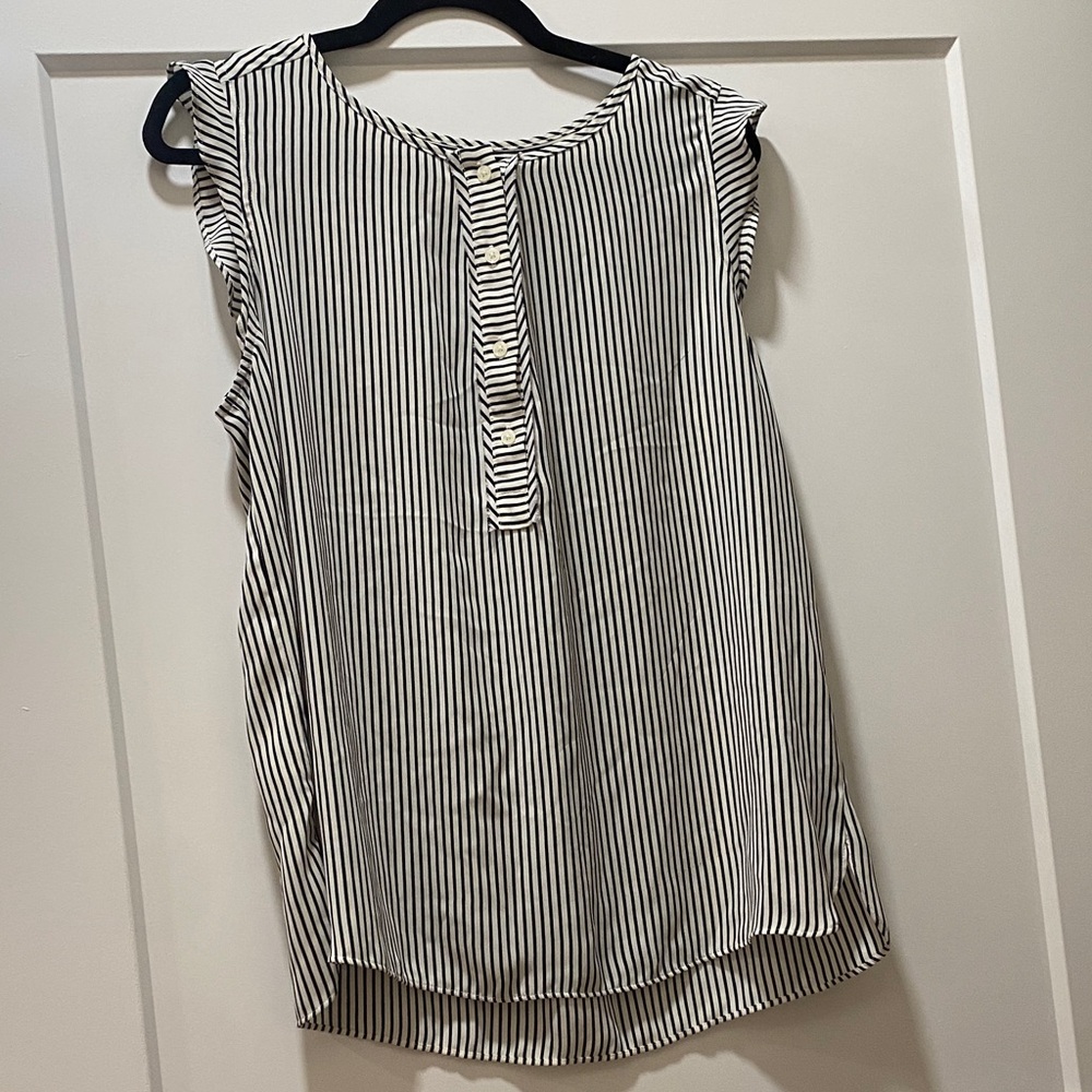 Loft Striped Sleeveless Top with flutter sleeves